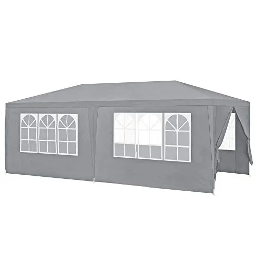 [casa.pro] Pavillon 600x300cm - Dunkelgrau Partyzelt für Gartenpartys - Pavillon & Partyzelt, ideal für Gartenpartys und Festivals. UV- und wasserbeständig, einfacher Aufbau mit 6 Seitenwänden und PVC-Fenstern.