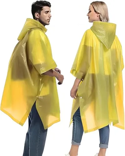 JITIFAZH 2 Stück Regenponcho, Wiederverwendbarer, Tragbarer Unisex-Regencape für Fahrrad, Wandern, Camping, Angeln, Konzert, Stadion, Festival(Gelb+Gelb)