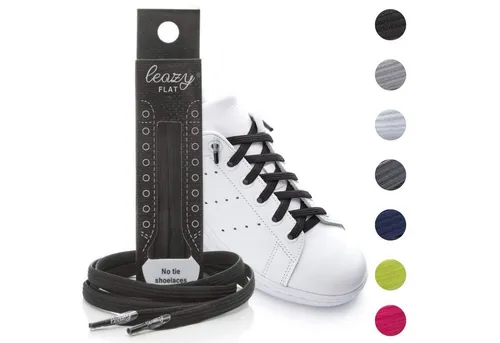 leazy Schnürsenkel ohne Binden Flache Elastische Schuhbänder zum Einhaken, Schwarze Gummischnürsenkel für Kinder und Erwachsene