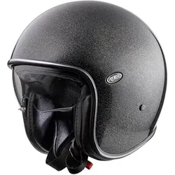 Premier Vintage U9 Glitter Silver Jethelm - silber, Größe S für Männer - Motorradhelm, sehr leicht und schlagresistent mit waschbarem Sanitized-Futter für optimalen Komfort.