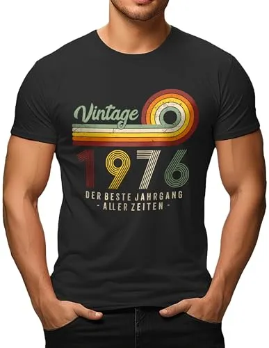 Herren T-Shirt für Männer zum 50. Geburtstag: Jahrgang 1976 im coolen Vintage Retro Style
