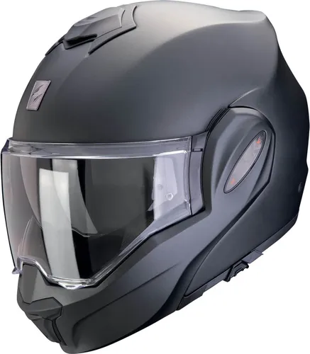 Scorpion Exo-Tech Evo Pro SOLID perlmutt schwarz matt Gr. S 55/56 - Motorradhelm mit ECE-P/J Homologation, TCT-UTM Helmschale und Speedview Sonnenblende für optimalen Schutz und Komfort.