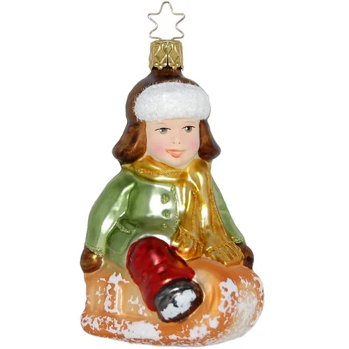 Schlittenfahrt 11,5cm Inge-Glas® Schmuck - Christbaum- & Feiertagsschmuck aus hochwertigem Glas, handgefertigt in Deutschland, sorgt für festliche Stimmung mit bunten Figuren.