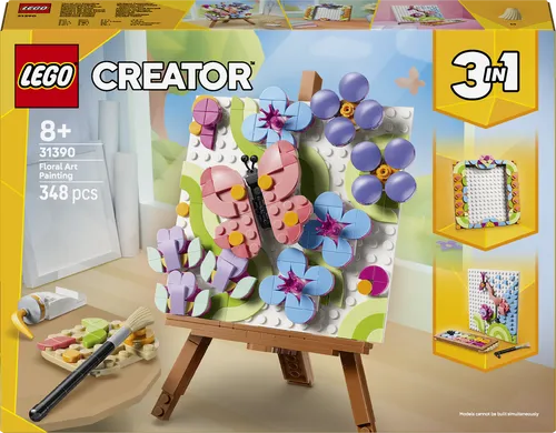 LEGO® Creator 31390 - Deko-Blumengemälde - Vollständiges 3-in-1 Set mit 348 Teilen für kreative Bauprojekte. Ideal für Kinder ab 8 Jahren, fördert die Fantasie und Geschicklichkeit. Verschenken Sie Freude mit diesem einzigartigen LEGO Erlebnis!