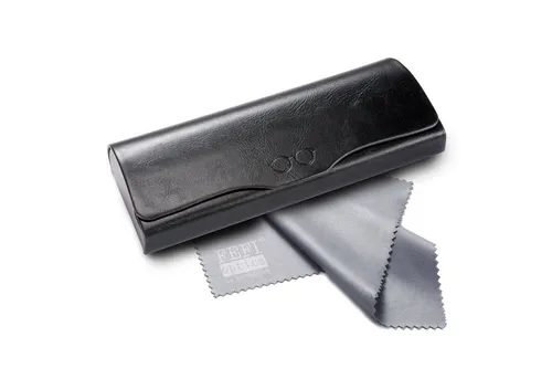 FEFI Brillenetui Klassisches Vintage Brillenetui in Leder-Optik mit Brillenprägung, Set aus 1 Etui + hochwertigem Mikrofasertuch
