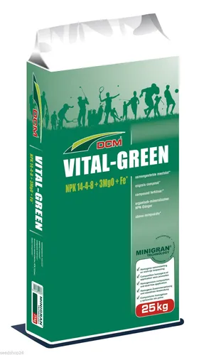 CUXIN DCM Rasendünger Profi Vital Green 25 kg - Organischer Frühjahrsdünger für Sportrasen, Golfplätze und Profirasen. Fördert sofortiges Wachstum, hohe Trittfestigkeit und ausgezeichnete Trockenresistenz.