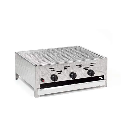 Gasgrill 3-flammiger Edelstahl-Brenner 11kW mit Grillrost und Schutzhülle, Gastrobräter Profigrill Verein