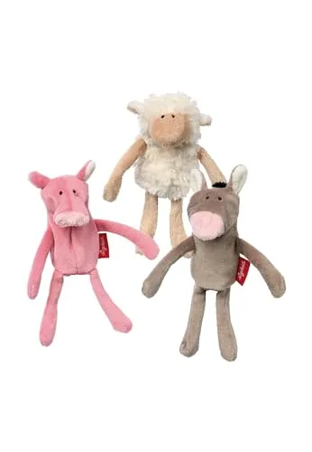 SIGIKID 41565 Fingerpuppenset Farm - Fingerpuppen für fröhliche Rollenspiele, ideal für Kinder ab 6 Monaten. Weiche, liebevoll gestaltete Bauernhoftiere fördern die Fantasie und sind pflegeleicht bei 30°.