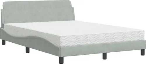 vidaXL Bett mit Matratze Hellgrau 140x200 cm aus Samt von vidaXL