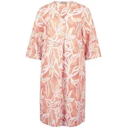 Cartoon Damen Kleid, Leinen - Viskose Mischung - Freizeitkleider für Damen, leicht und atmungsaktiv aus Leinen-Viskose-Mischung, ideal für sommerliche Anlässe mit modischem floralen Muster.