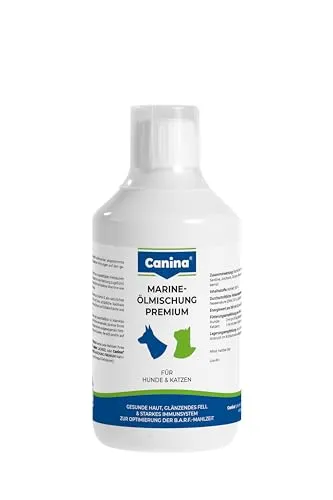 Canina Marine-Ölmischung Premium 500 g - Vitamine für Hunde, hochwertige Speiseöle mit A und D3 für gesunde Knochen und Haut, reich an Vitamin E für Zellschutz und Regeneration.