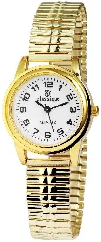 Classique 1700016-002 Analog Damenuhr mit Metallzugband goldfarben
