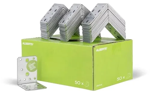 Alberts 837594 Winkelverbinder - 90 x 90 x 65 mm, sendzimirverzinkt für optimalen Wetter- und Korrosionsschutz, 50er Set