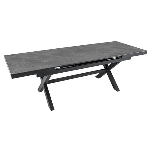Riess Ambiente Ausziehbarer Outdoor Esstisch Empire - anthrazit, 180-240cm - Esstisch für den Garten, ausziehbar und wetterfest mit hochwertiger Keramikplatte für frostige Temperaturen. Setze einen modernen Akzent in deinem Außenbereich!