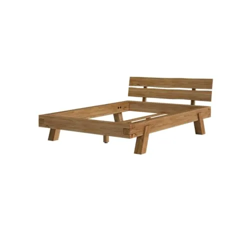 skølm Massivholzbett Hervar aus Wildeiche – Stabil & Zeitlos - Massives Balkenbett aus geölter Wildeiche, ideal für eine komfortable Liegefläche von 140x200 cm. Die natürliche Holzstruktur und robuste Bauweise verleihen Ihrem Schlafzimmer eine rustikale Eleganz.