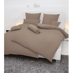 Janine Seersucker Bettwäsche 240x220 cm in Taupe - Bettwäsche aus atmungsaktivem, bügelfreiem Seersucker-Gewebe, ideal für warme Nächte. Pflegeleicht und für Hausstauballergiker geeignet – für ein erholsames Schlafgefühl!