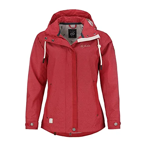 Dry Fashion Damen Funktionsjacke Greetsiel - Atmungsaktive, wind- und wasserdichte Outdoor Jacke in Rot-Melange - Funktionsjacken für Damen, stilvoll und funktional mit tailliertem Schnitt, verstellbarer Kapuze und praktischem Stauraum für Outdoor-Aktivitäten.