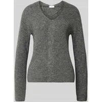 s.Oliver RED LABEL Regular Fit Strickpullover mit Woll-Anteil in Mittelgrau Melange, Größe 34