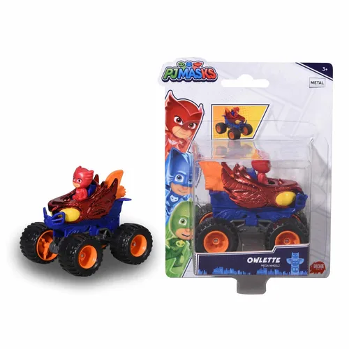 Dickie Toys PJ Masks Single Pack Eulette Mega Wheelz - inkl. Eulette-Figur, große Reifen, Maßstab 1:64, 9 cm, ideal für kreative Spielstunden