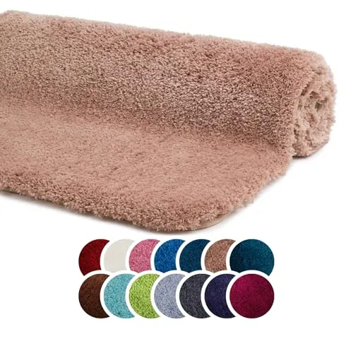 liebling Superior Badteppich mit Anti-Rutsch-Beschichtung, 100% Polyester (Mikrofaser), 50 x 70 cm, 30 Grad waschbar, Fußbodenheizung geeignet, Farbe: Sand