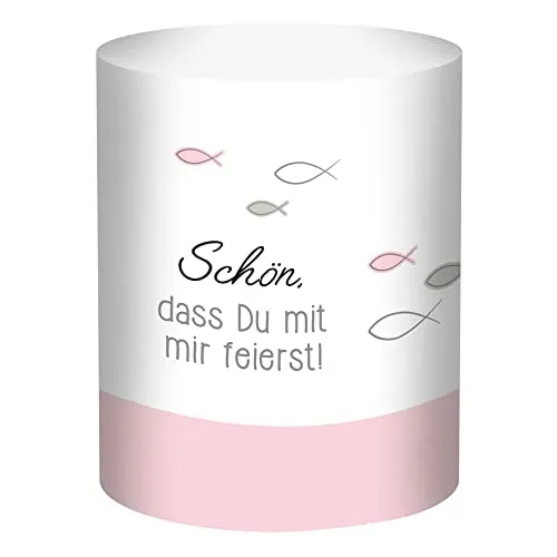 Ursus 184000162 - Mini Tischlichter, Ambiente, Schön, dass Du mit mir feierst Design, rosa, ca. 10 x 27 cm, Durchmesser ca. 8 cm, 115 g/qm, 5 Blatt, einseitig bedruckt, aus Transparentpapier