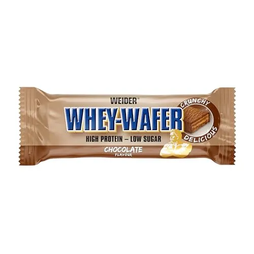 Weider 32% Whey-Wafer Riegel, 12 x 35 g - Schokolade - Energieriegel mit 32% Whey-Protein, ideal für Muskelaufbau und schnelle Energieversorgung nach dem Training.