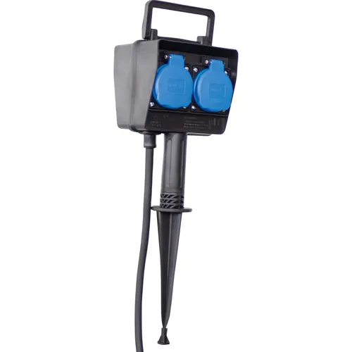 Gartensteckdose mit Erdspieß 4-fach 2 Meter Gummikabel IP44 230V/16A