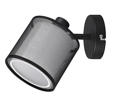 Trio Leuchten Wandspot Burton 811400132, Metall Schwarz matt, Schirm Stoff weiß, exkl. 1x E14