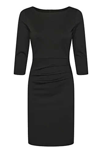 KAFFE Women's Dress - Slim Fit Cocktailkleid mit 3/4-Ärmeln - Cocktailkleid für Damen mit eleganten Falten und verstecktem Reißverschluss, ideal für besondere Anlässe