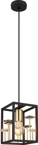 Hängeleuchte Esszimmerlampe mit Kristallen und rauch Glas - Elegante Pendelleuchte aus schwarzem Metall mit klaren und rauchfarbenen K9 Kristallen, die für glamouröse Beleuchtung sorgt. Ideal für eine luxuriöse Atmosphäre in jedem Raum.