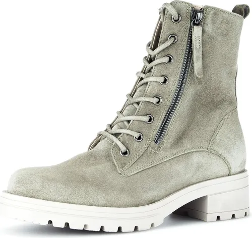 Gabor Damen Combat Boots - Wechselfußbett, Moderate Mehrweite (G), Winterstiefel in Salvia - Wanderschuhe mit warmem Flauschfutter und moderater Mehrweite (G) für optimalen Komfort, ideal für kalte Tage.