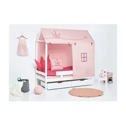 Hoppekids Hausbett-Vorhang 70x160 cm  Princess , rosa/pink , Maße (cm): B: 70 H: 0,3