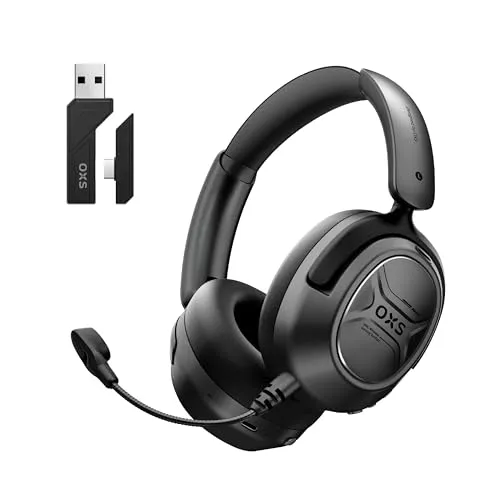 OXS Storm A2 kabelloses Gaming-Headset, Aktive Geräuschunterdrückung, 2,4 GHz Niedrige Latenz & Bluetooth 5.4, Duale EQ-Modi, 70 Stunden Akkulaufzeit, für PC, PS4, PS5, Switch und Handy, Schwarz