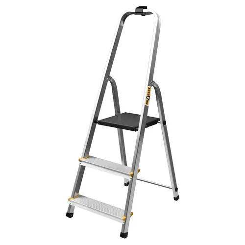 Stehleiter 3 Stufen Alu Klappleiter 150 kg - Robuste Haushaltsleiter - Leitern: Klappbare Aluminiumleiter mit max. Belastbarkeit von 150 kg, ideal für sicheres Arbeiten in Haushalt und Garten.