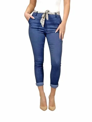 Mississhop Female Damen Stretch Klassische Chino Hose (Mod. 366) Jeansblau M