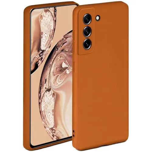 ONEFLOW Soft Case für Samsung Galaxy S21 FE 5G Hülle aus Silikon mit Kameraschutz, Silikonhülle mit erhöhtem Schutz fürs Display, Backcover Schutzhülle, weiche Handyhülle, Braun