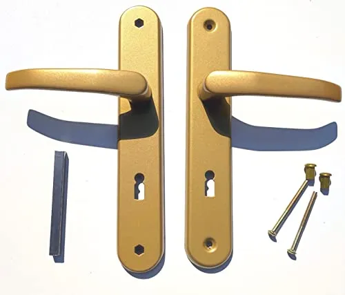 MonJar Langschild Türbeschlag Türdrücker Türgriff Türklinke Drückergarnitur Links Rechts Gold 72mm (BB-Buntbart)