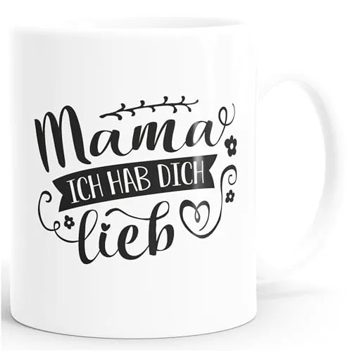 SpecialMe® Kaffee-Tasse Geschenk für Mama Ich hab dich lieb Muttertag Weihnachten Geburtstag Weiss Keramik-Tasse