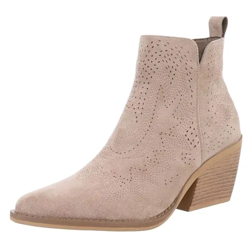 Ital Design Damenschuhe Stiefeletten DES8002, Hellbraun, Gr. 38 - Wanderschuhe in modernem Western- und Bikerboot-Stil, aus robustem Textil für optimalen Tragekomfort und vielseitige Einsatzmöglichkeiten.