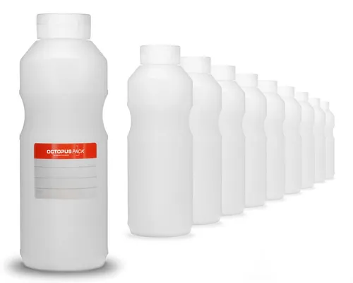OCTOPUS Kanister 10x Quetschflaschen 500ml - Praktische Ketchupflaschen mit 500ml Volumen, inklusive 10 Beschriftungsetiketten für individuelle Beschriftung und Ordnung in der Küche.