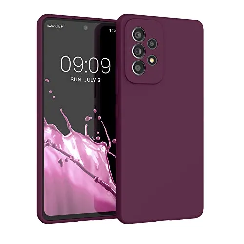 kwmobile Hülle kompatibel mit Samsung Galaxy A53 5G Hülle - Silikon Handy Case - Handyhülle weiche Oberfläche - kabelloses Laden - Bordeaux Violett