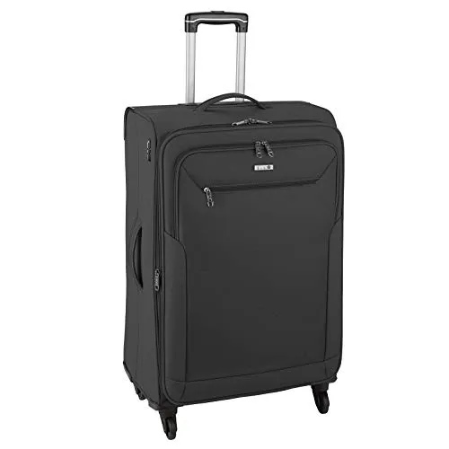 d&n Travel Line 6874 4-Rollen Trolley 76 cm schwarz - Koffer mit 4 Rollen für müheloses Reisen, geräumig und robust für jeden Trip.
