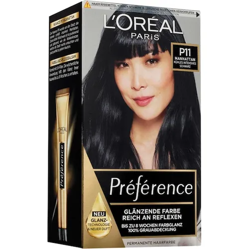 LOreal-Paris Haarfarbe ColorationPréférence Glänzende Farbe P11 Manhattan/Kühles Intensives Schwarz 1 Stk. (9,99 € / 1 Stk.)