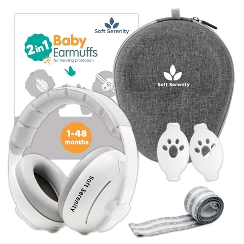 Soft Serenity Gehörschutz für Babys 2-in-1mit Etui, Komfortabler und Verstellbarer Lärmschutz für Babys und Kinder bis 4 Jahre, CE-zertifiziert 25 dB Ideal für Schlaf, Reisen und Festivals