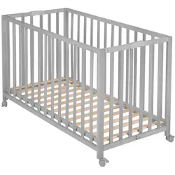 roba® Kinderbett Fold Up, platzsparendes Gitterbett mit Rollen - Betten: Höheneinstellbares, platzsparendes Gitterbett mit Bremsrollen für einfache Mobilität und Pflege. Ideal für kleine Räume und sorgt für Sicherheit und Komfort.