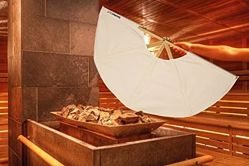 SAUNAGUT® Aufgussfächer Esche Standard - Weiß - Hochwertiger Faltfächer für die Sauna mit arretierbarem Griff, ideal für präzises Verwedeln heißer Luft, perfektes Zubehör für Saunameister, Made in Germany.