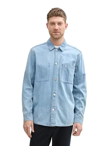 TOM TAILOR Herren Hemd 1044983 - Used Bleached Blue Denim, XL - Hochwertiges langärmliges Hemd für Herren von Tom Tailor, bietet optimale Passform und hohen Tragekomfort – ideal für lässige Anlässe.