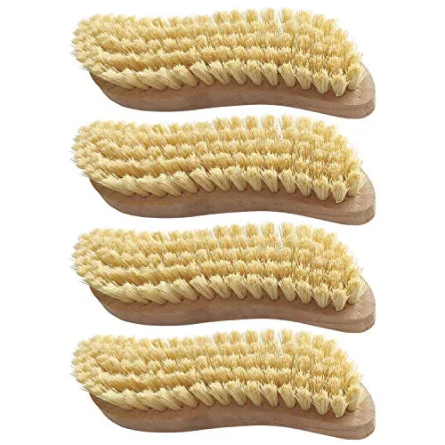Stück Scheuerbürste, Putzbürste, Hand Schrubber, Scheuerbürsten, Ergonomischer Griff aus Holz in S-Form, Putzbürste für Küche, Garten, Haushalt - Made in Germany (4 STÜCK, Fibre) 4