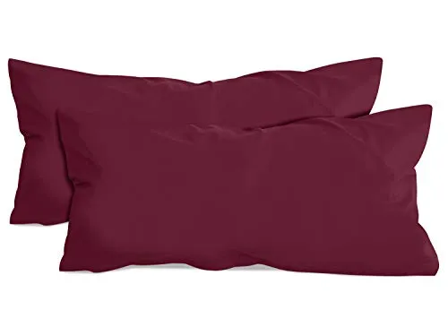 npluseins 2er Pack Baumwoll Kissenbezug - Jersey - viele Farben 1331.1812, ca. 40 x 80 cm, Bordeaux