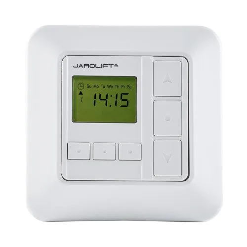 jarolift Zeitschaltuhr Sevenlogic Comfort Kabelgebundene Rollladensteuerung Timer Antrieb für Rollladen Markisen Jalousien, 8 Programmplätze, Tippbetrieb Weiß